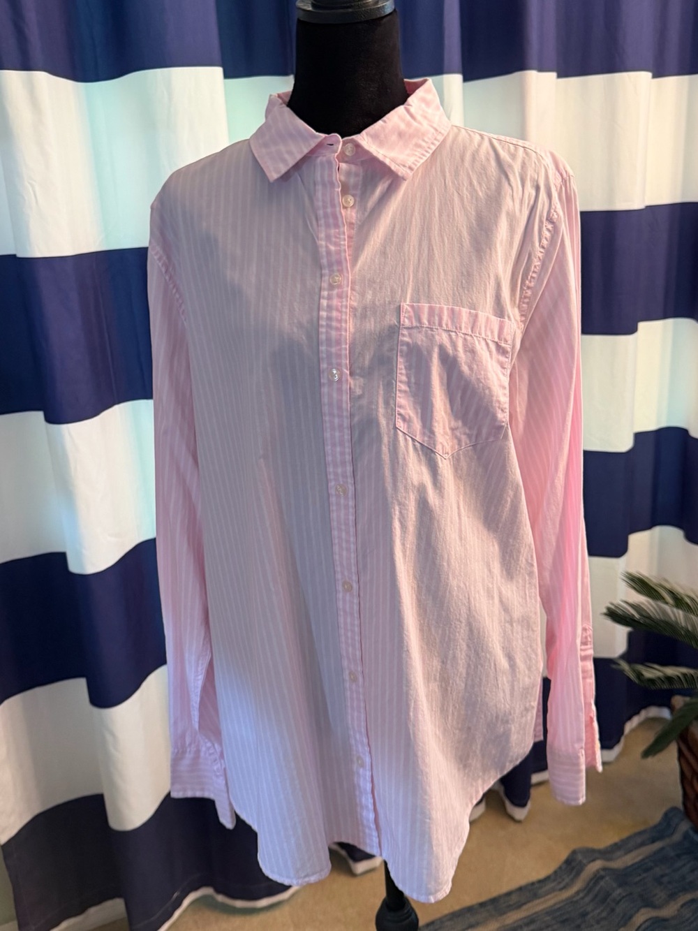 Amazon Essentials Pink Striped Button-Up Shirt